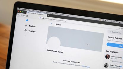 A screenshot that shows President Donald Trump's suspended Twitter account