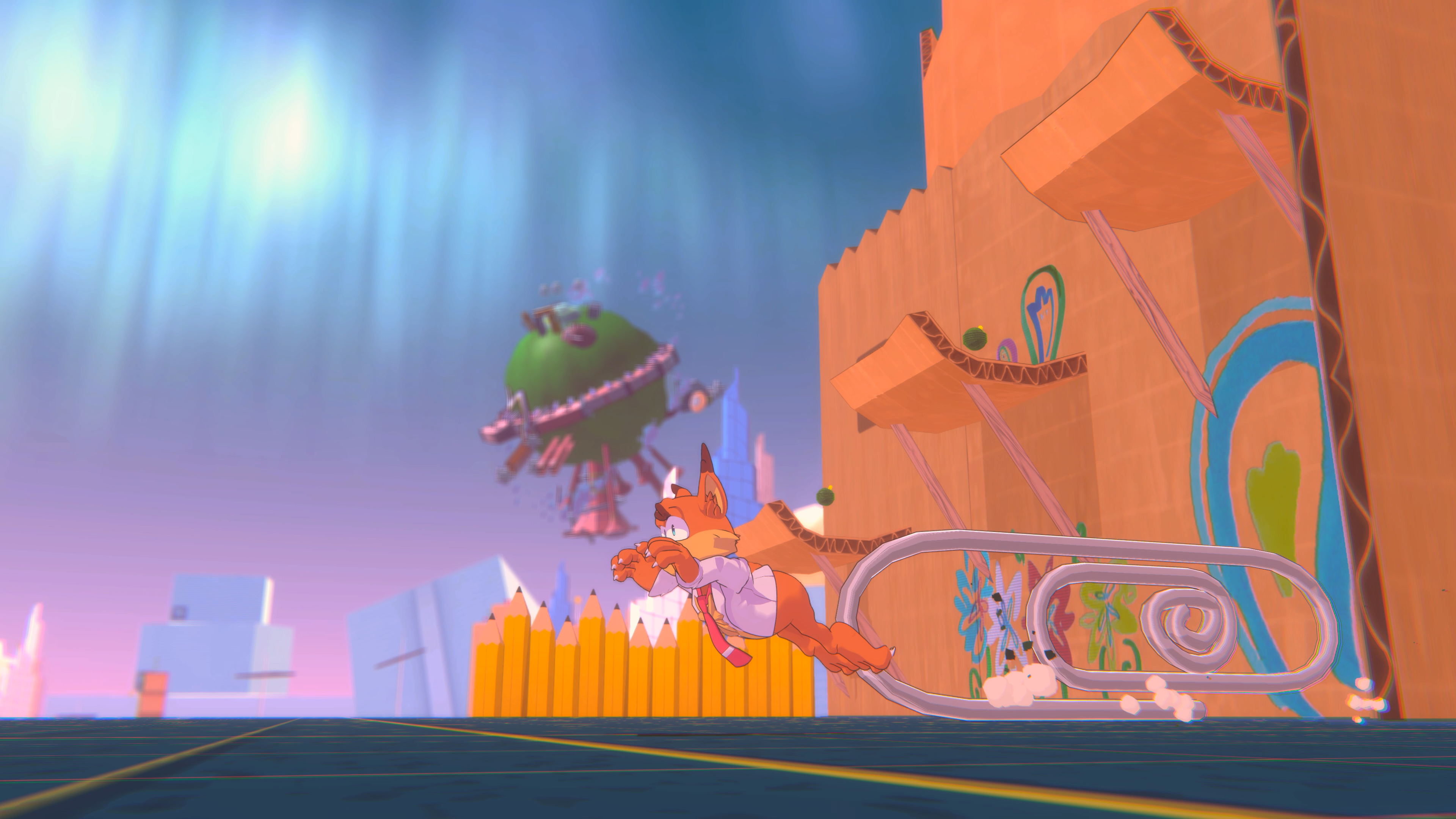 Bubsy 4D retro remake, colourful retro game platformer