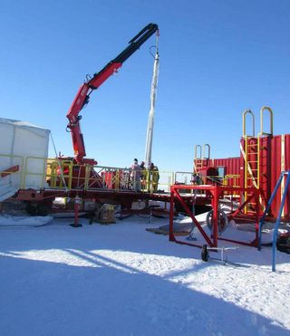 The WISSARD drill in Antarctica. The research team retrieved the first fully intact water samples from a subglacial lake this week. The water held hints of life.