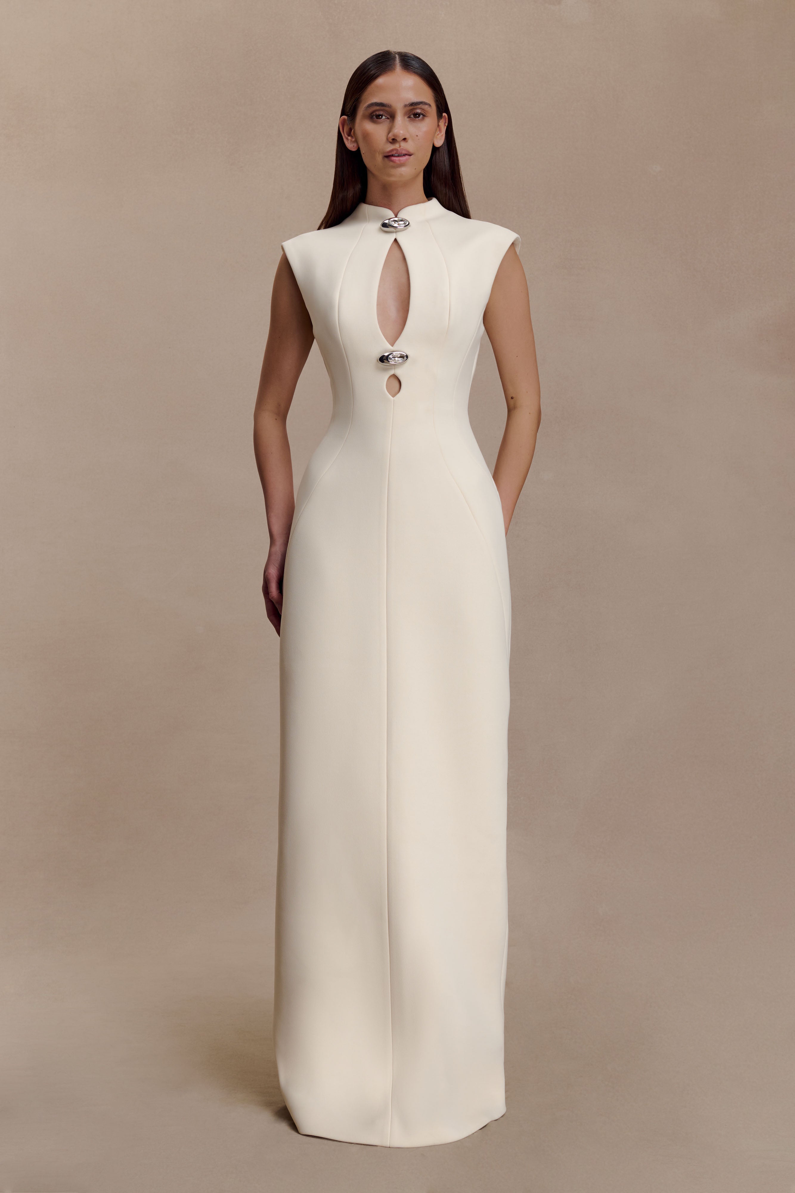 Michelle Cut Out Maxi Dress - Buttercream Xxs