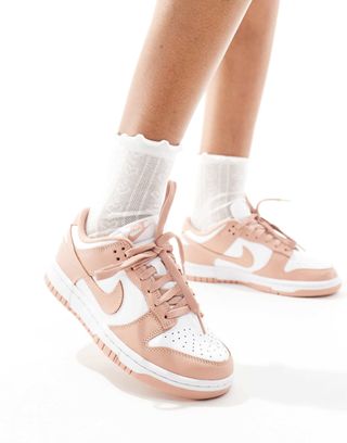 Nike Dunk Low Trainers in White and Rose Whisper