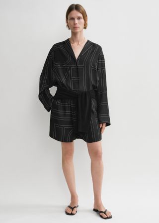 Monogram Silk Pj Shorts Black