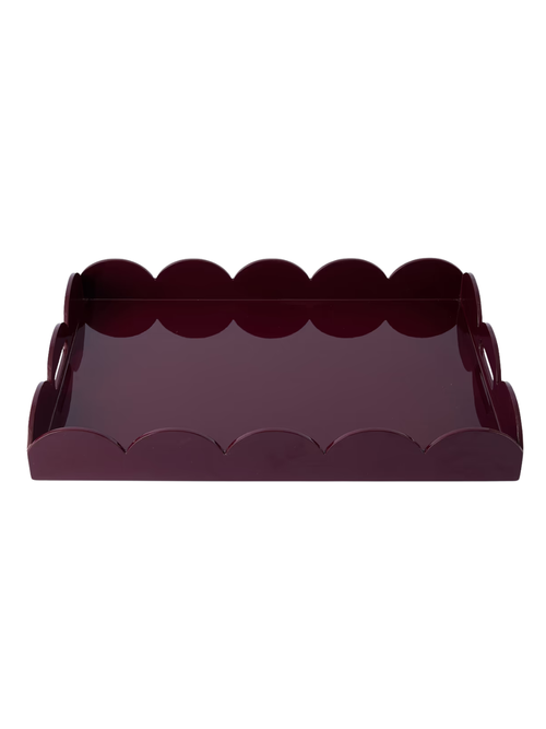 Burgundy Large Scalloped Lacquer Tray