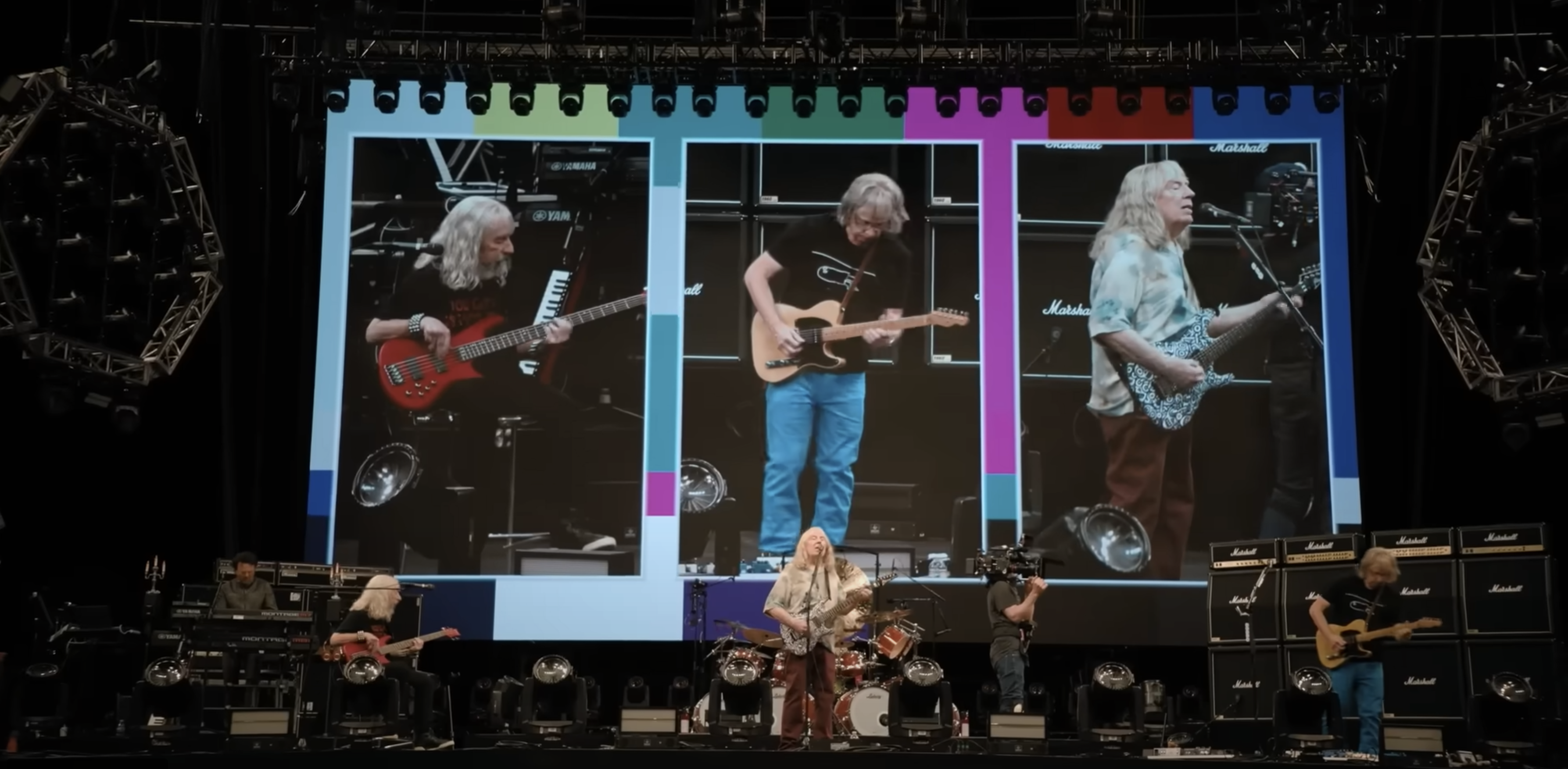 Spinal Tap II still showcasing the band engaging in a rehearsal performance