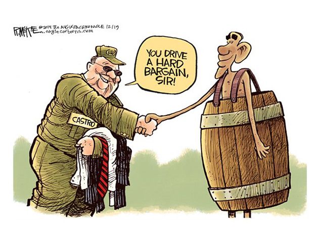 Obama cartoon U.S. Cuba relations Castro