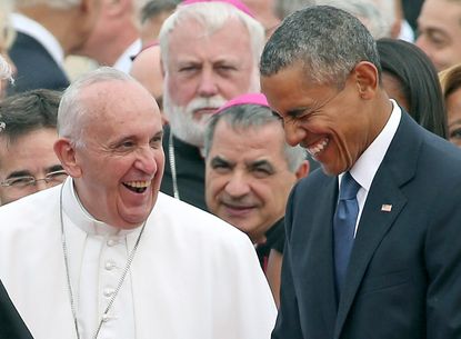 President Obama and Pope Francis crack up.