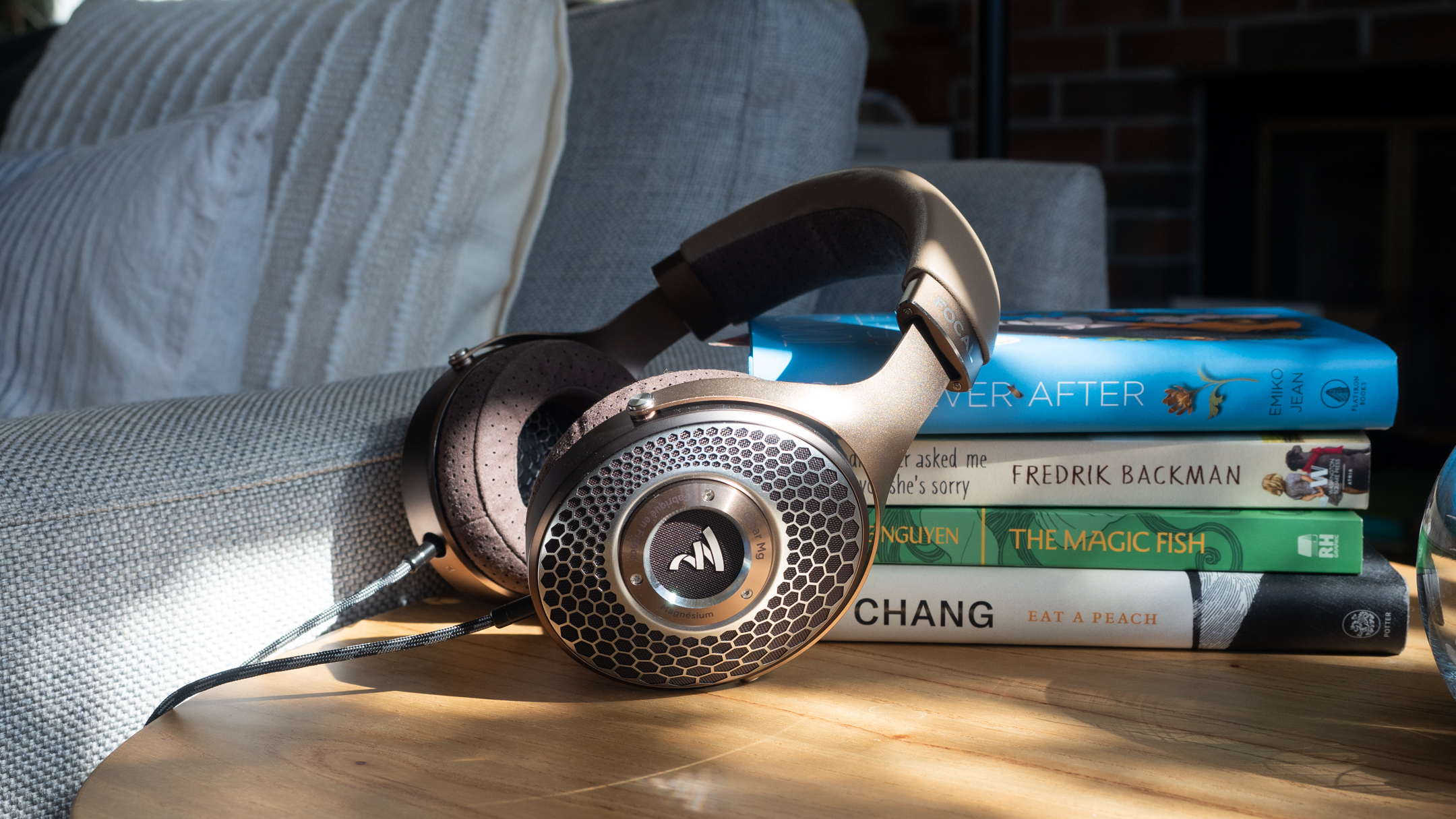 The Focal Clear Mg on a table.