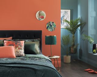 Orange and Teal bedroom by Furniture and Choice