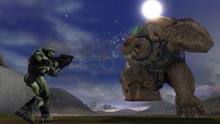 Master Chief takes on a giant rock monster