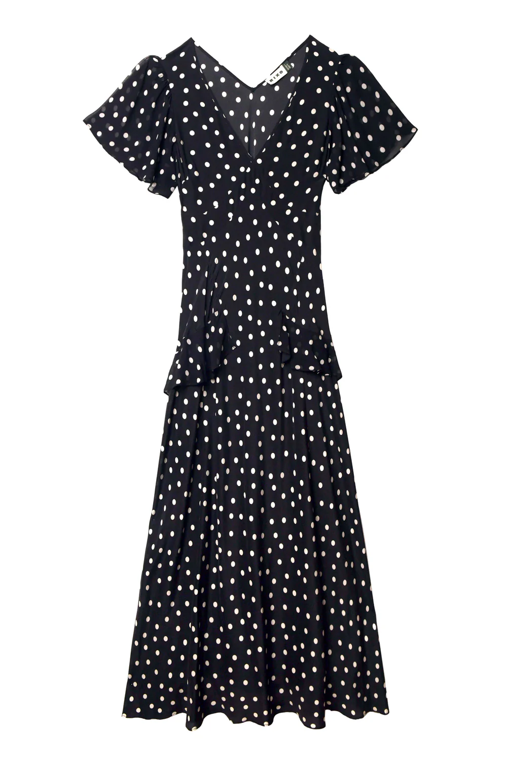Rixo London polka dot navy dress