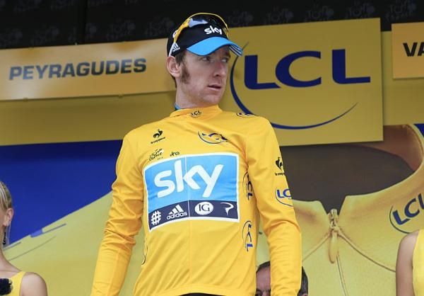 Bradley Wiggins (Sky) on the podium