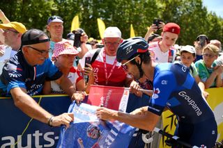 CHTILLONSURCHALARONNE FRANCE JULY 14 Thibaut Pinot of France and Team GroupamaFDJ meets the fans at start prior to the stage thirteen of the 110th Tour de France 2023 a 1378km stage from ChtillonSurChalaronne to Grand Colombier 1501m UCIWT on July 14 2023 in ChtillonSurChalaronne France Photo by David RamosGetty Images