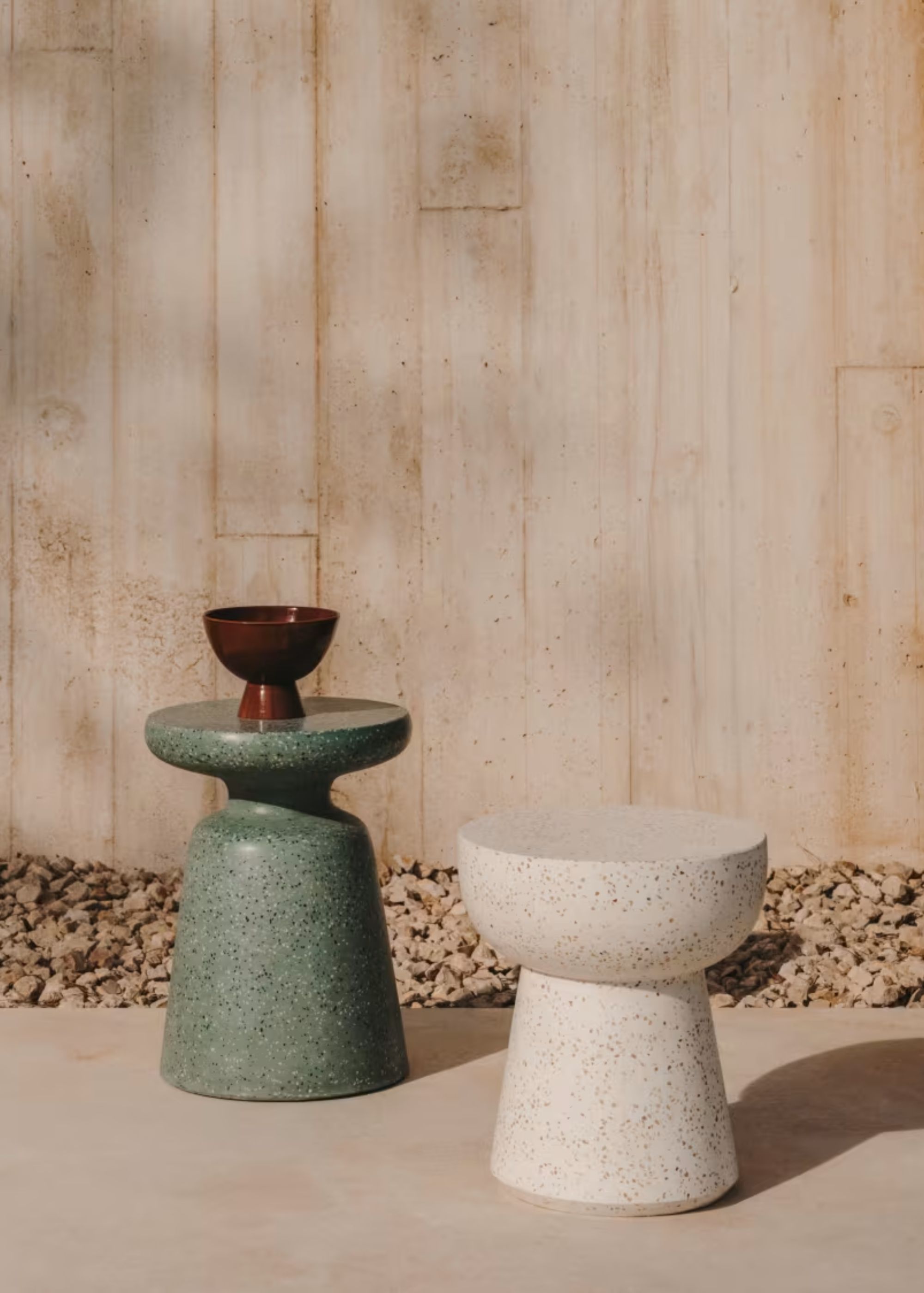 Kave Home, Mesquida Outdoor Side Table in Green Terrazzo Ø 39 Cm