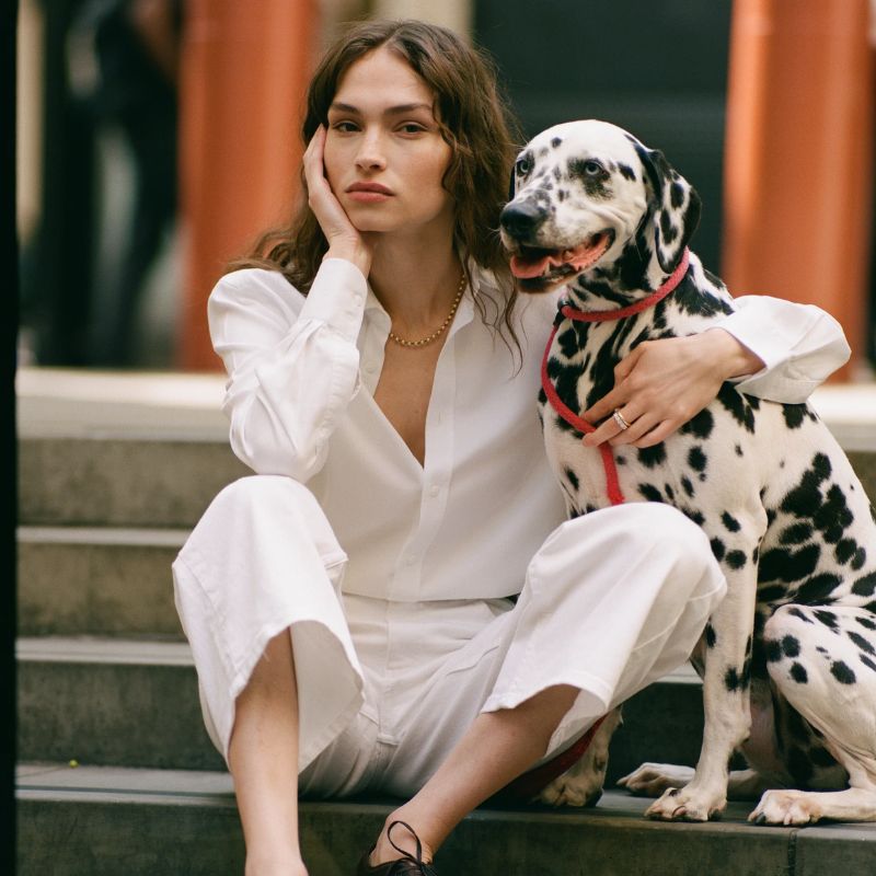 The Boyfriend: Tencel&amp;trade; Lyocell, Off-White on model 