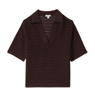 CARLAKNITTED OPEN-COLLAR POLO SHIRT