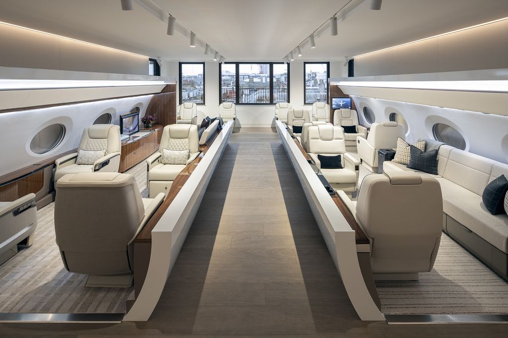 Private jet interior showroom