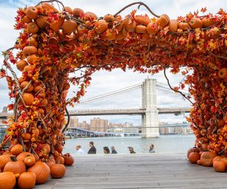 A large pumpkin arch in public