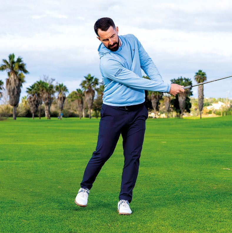 James Jankowski demonstrating the continuous step drill position three (follow through)