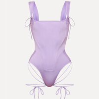 Elizabeth Corseted Swimsuit in Lilac, £429 | Dilara Findikoglu