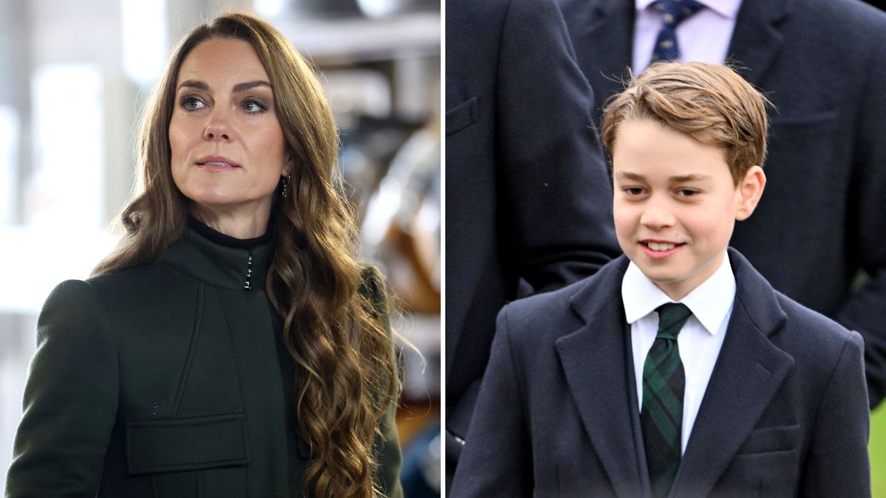 Composite of a picture of Kate Middleton and a picture of Prince George