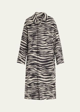 Zebra Brushed Alpaca Wool Coat