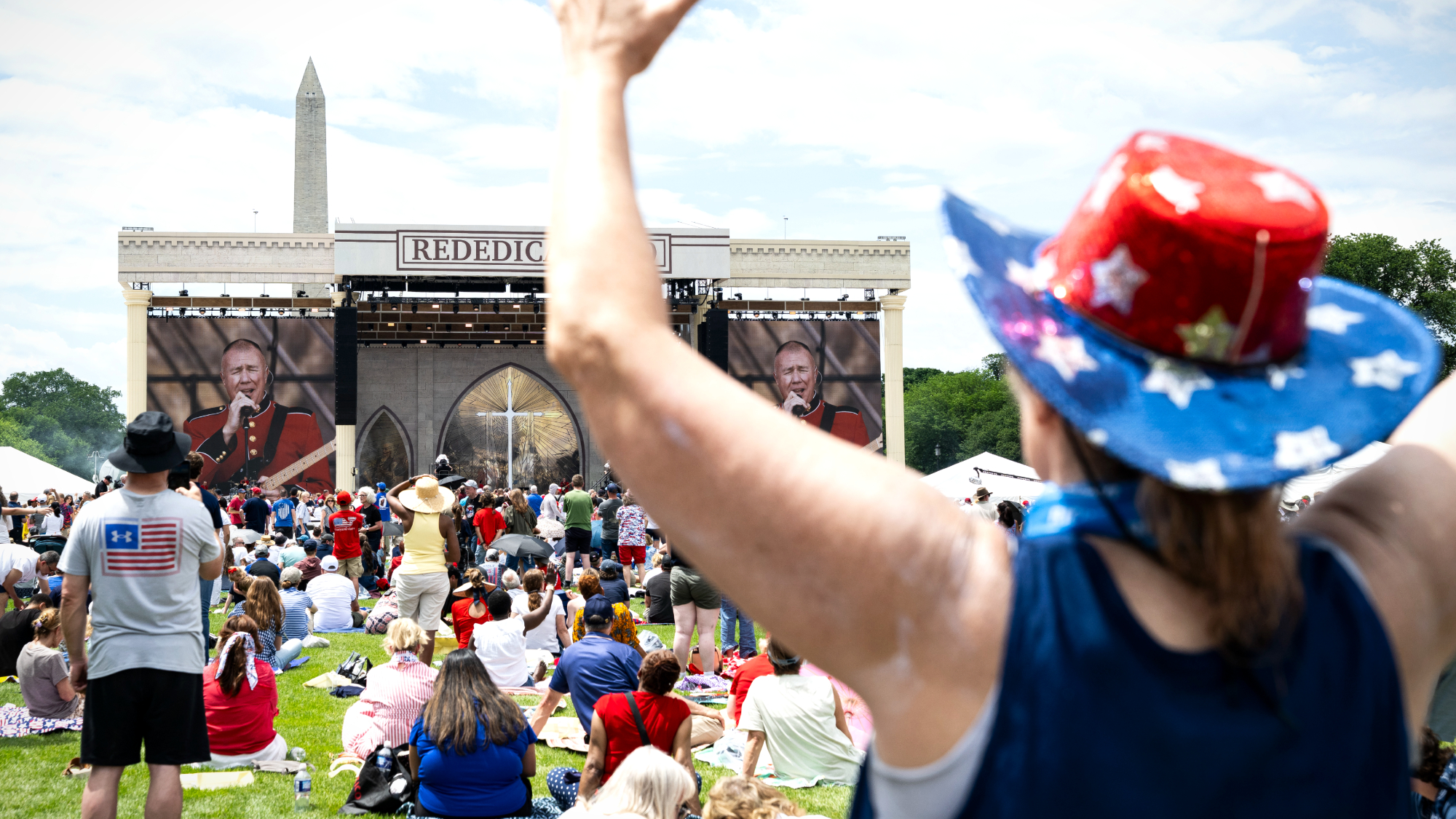 Attendees at White House-backed Rededicate 250 religious rally on the National Mall