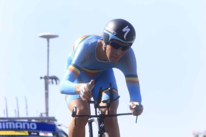 Igor Decraene (Belgium) wins the junior world time trial title.