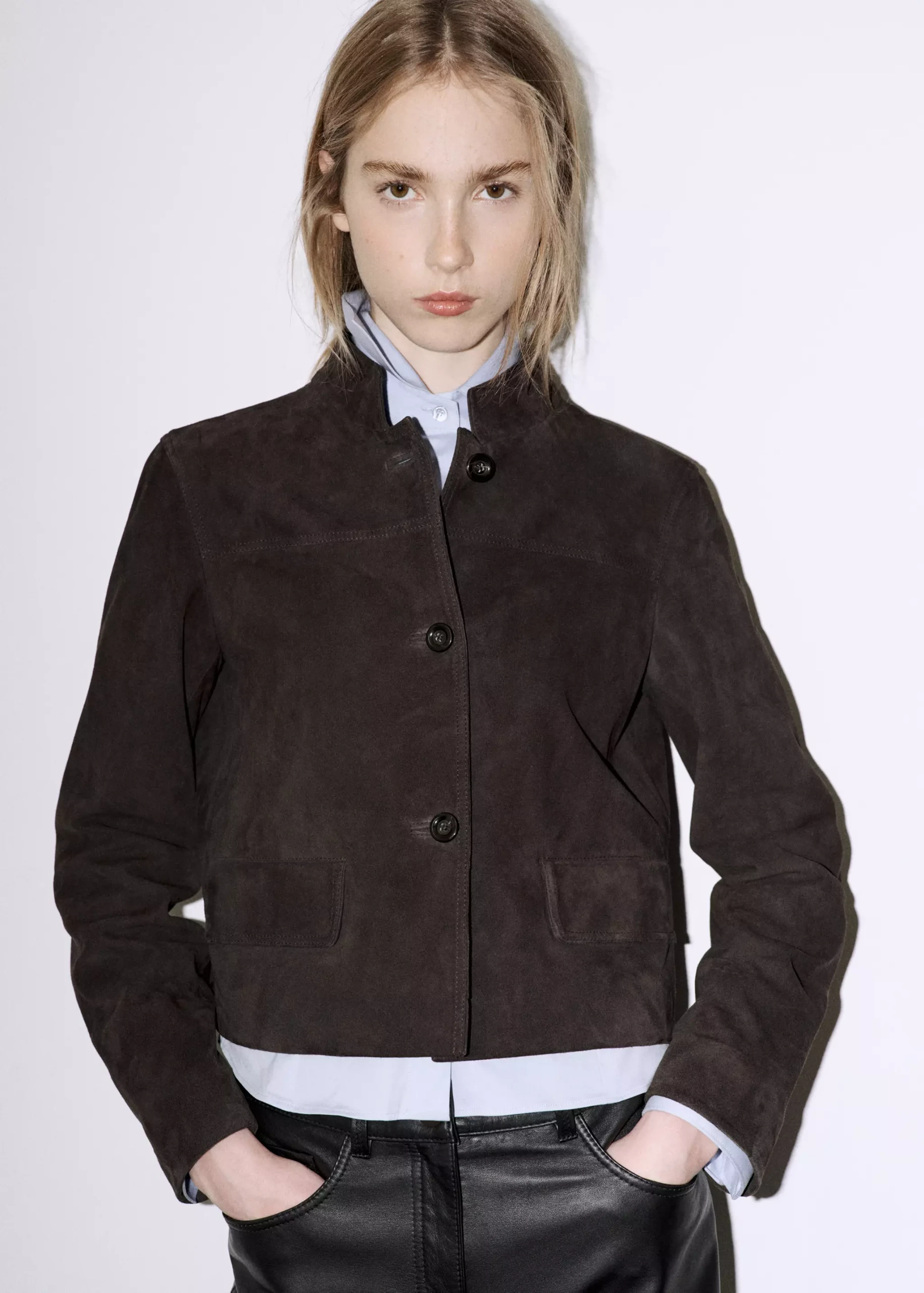 Suede Jacket With Strap Collar - Women | Mango Usa