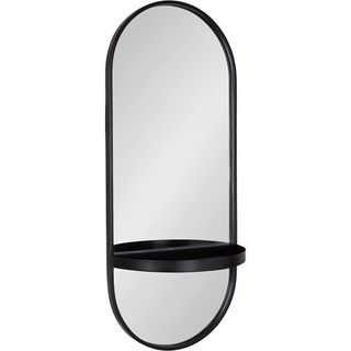 Kate and Laurel Estero Metal Panel Oval Mirror with Rounded Shelf