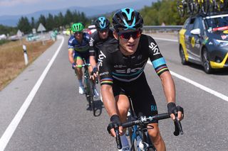 Michael Kwiatkowski rides in the caravan during stage 6 at the Vuelta.