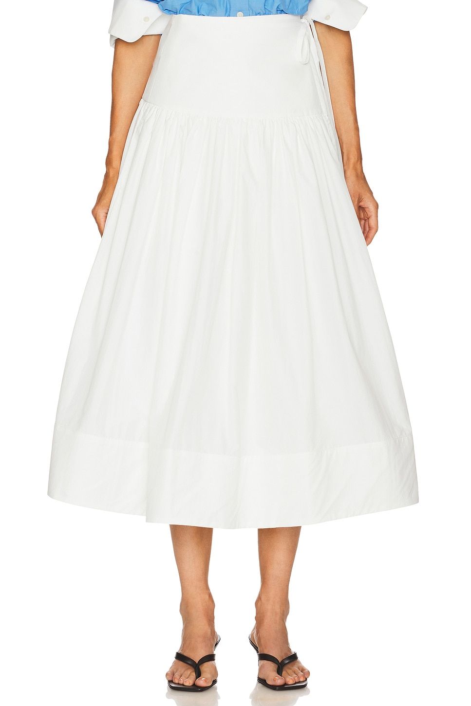 Midi Wrap Skirt in Tech Poplin