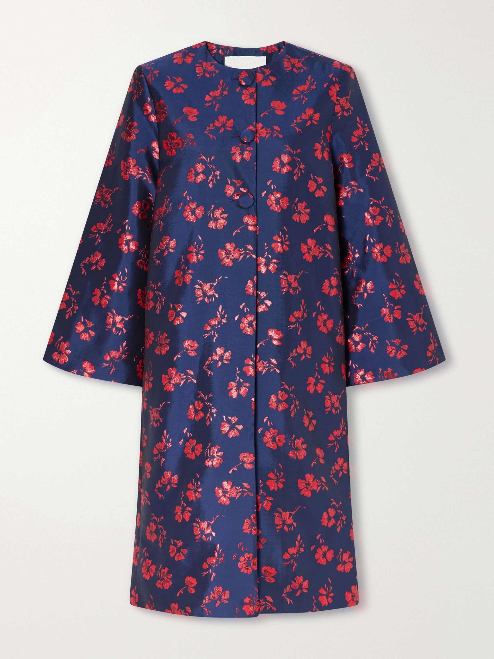 Ruby Floral-Jacquard Taffeta Coat