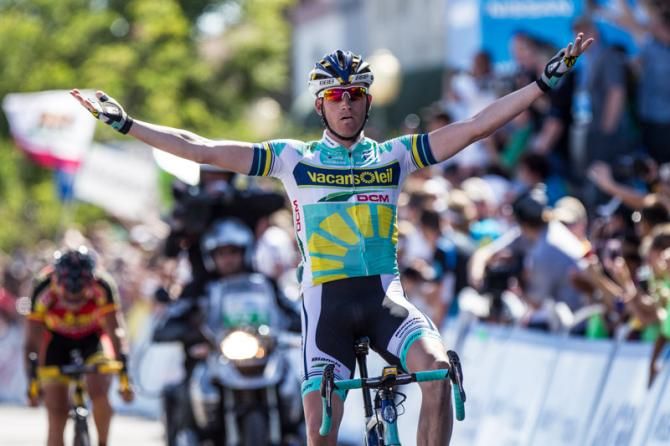 Lieuwe Westra (Vacansoleil-DCM) celebrates his win on Stage 1 of the 2013 Amgen Tour of California