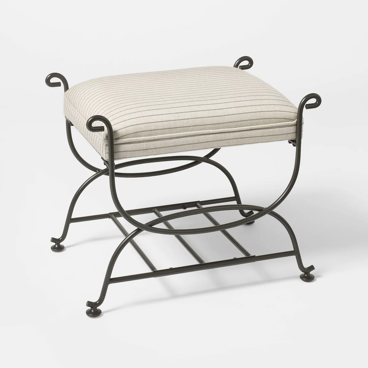 Metal Ottoman Performance Stripe Fabric - Threshold&Trade; Designed with Studio McGee