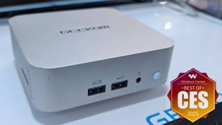 Geekom QS1 on display at CES 2025.