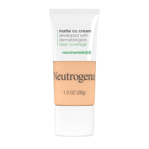 Neutrogena Clear Coverage Flawless Matte Cc Cream, Full-Coverage Color Correcting Cream Face Makeup With Niacinamide (b3), Hypoallergenic, Oil Free &amp;amp; Fragrance Free, Porcelain, 1 Oz