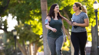 Can you lose weight by walking? Image shows people walking. 