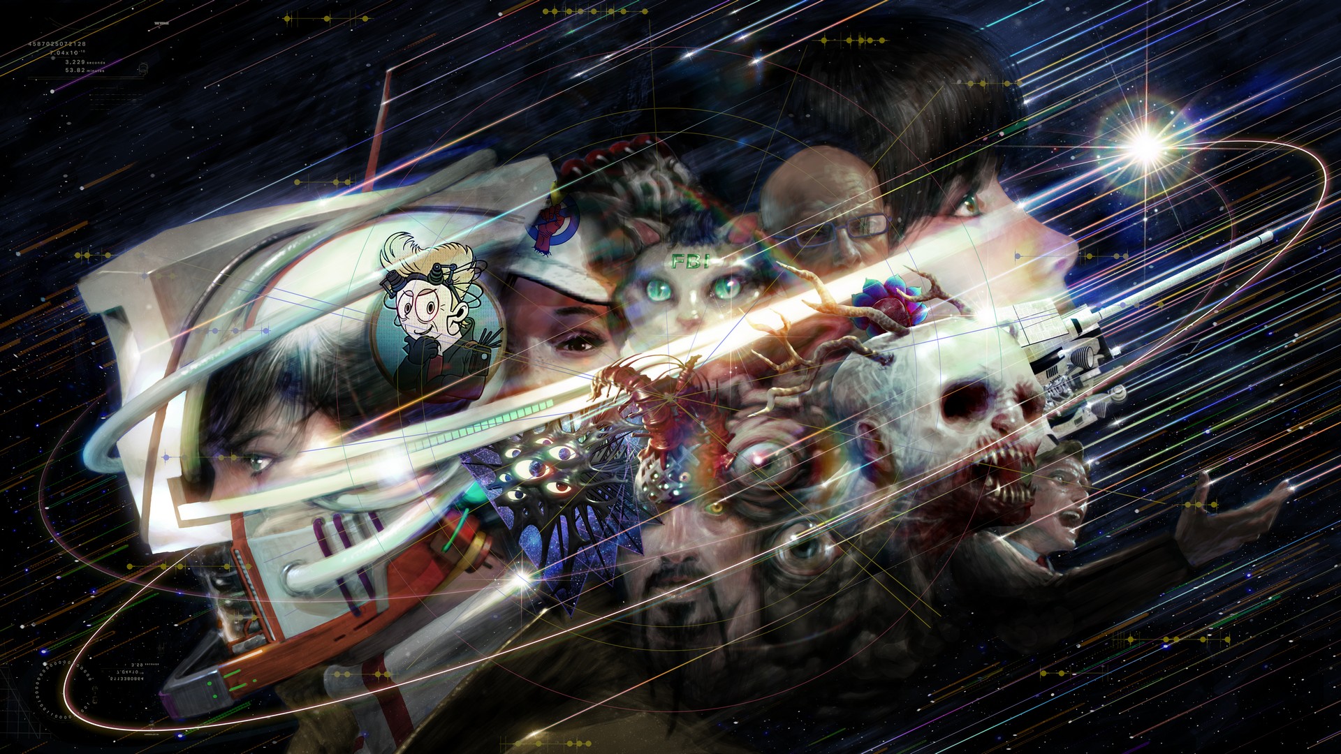 Key art for Romeo is a Dead Man showing Romeo and supporting cast headshots against a spacey background