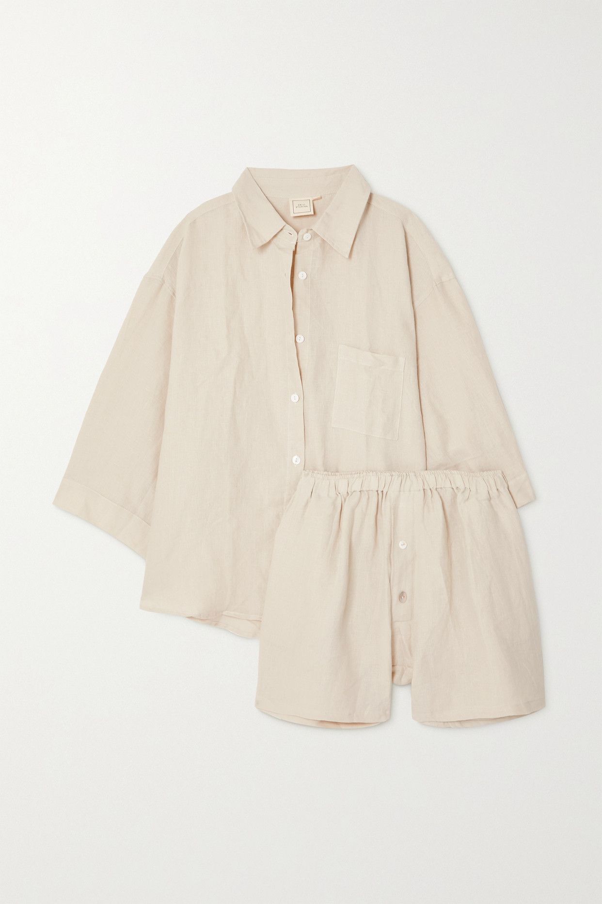 + Net Sustain the 03 Washed-Linen Shirt and Shorts Set