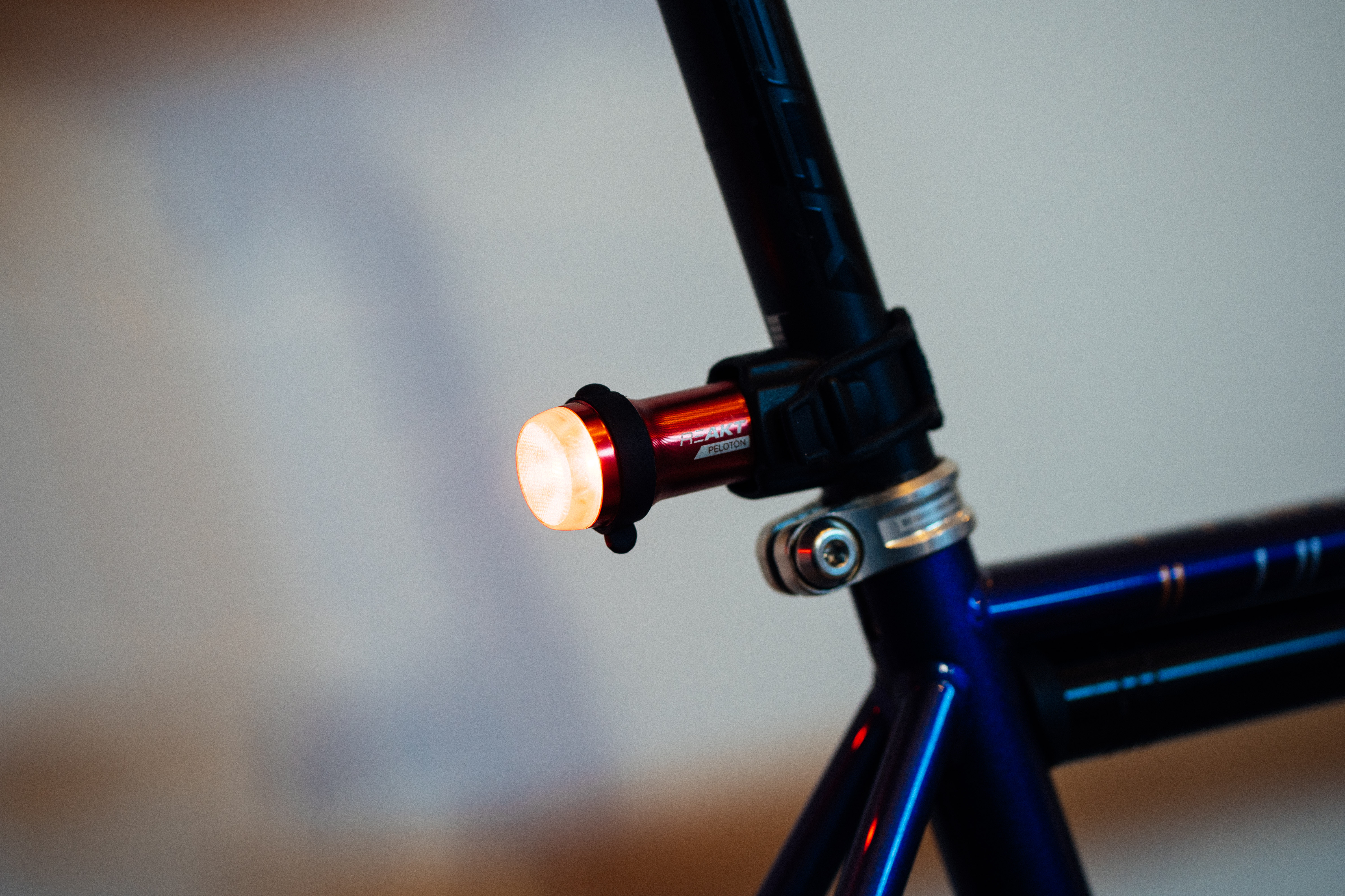 A close up of a bike light