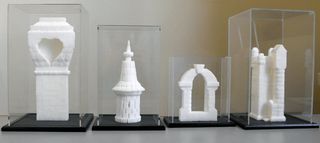sculpts and carves sugar cubes in architectural sculptures