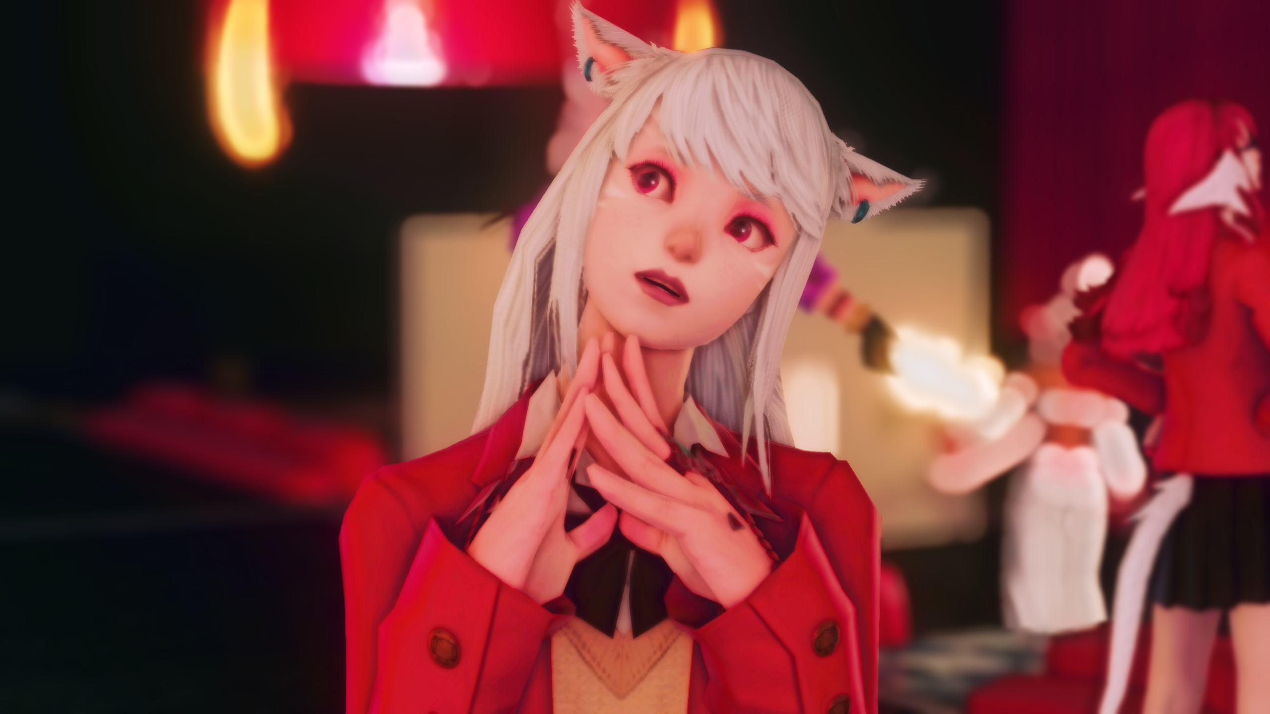A white-haired miqo'te in Final Fantasy 14.