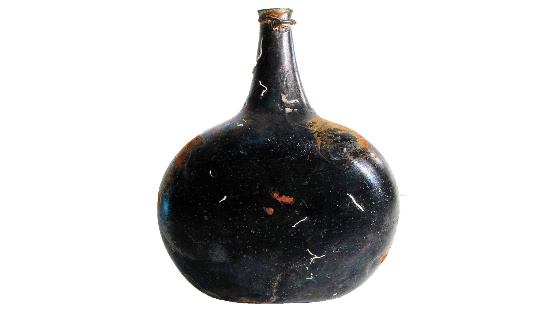 A large, wide black bottle pictured against a white background