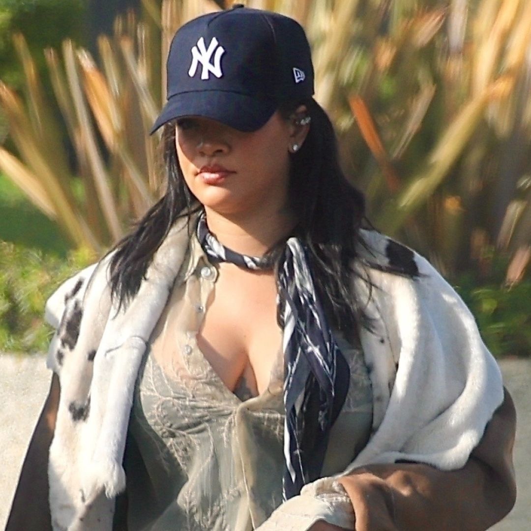 Rihanna was spotted wearing an animal-print fur coat and pajama-inspired pants