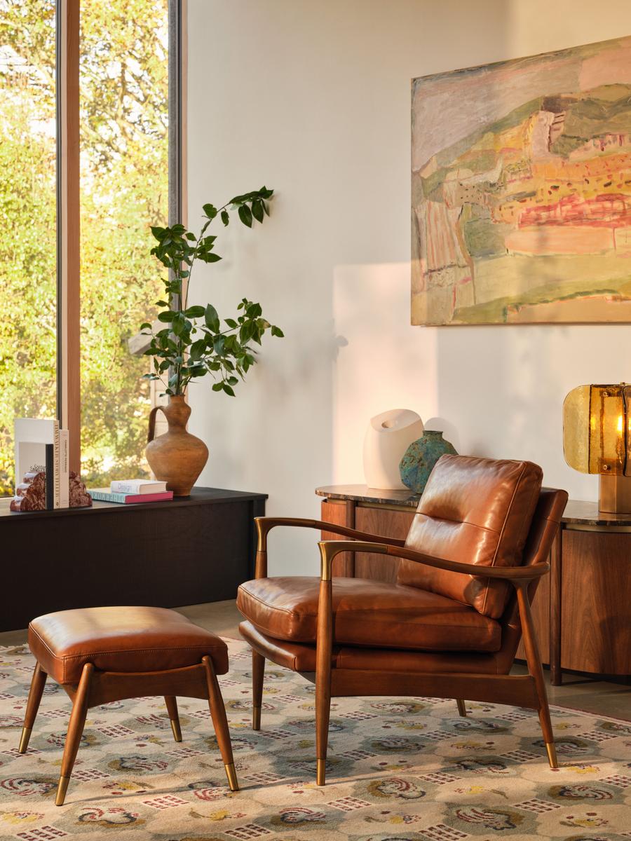 Theodore Armchair, Leather Chestnut