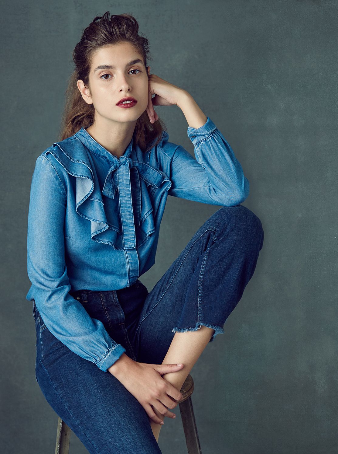 Ruffle denim shirt, £28, Premium Collection at Tu at Sainsburys