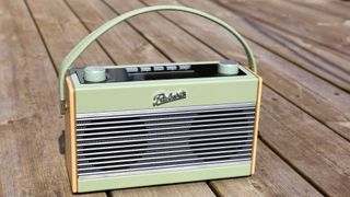 the roberts rambler bt stereo dab radio in mint green