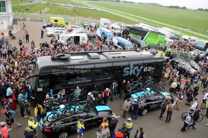 The Team Sky bus at Epsom
