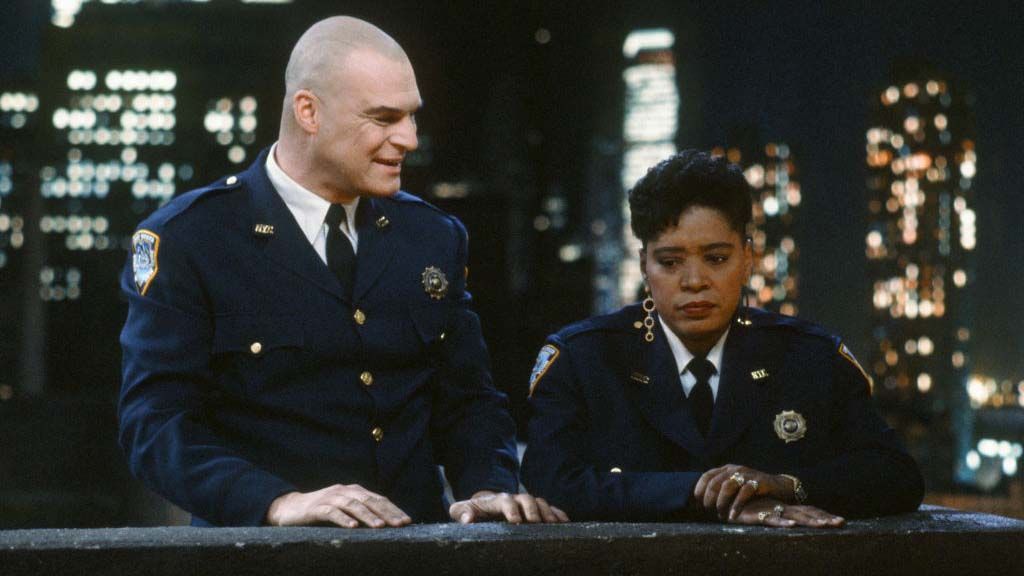 Richard Moll and Marsha Warfield in &#039;Night Court&#039;