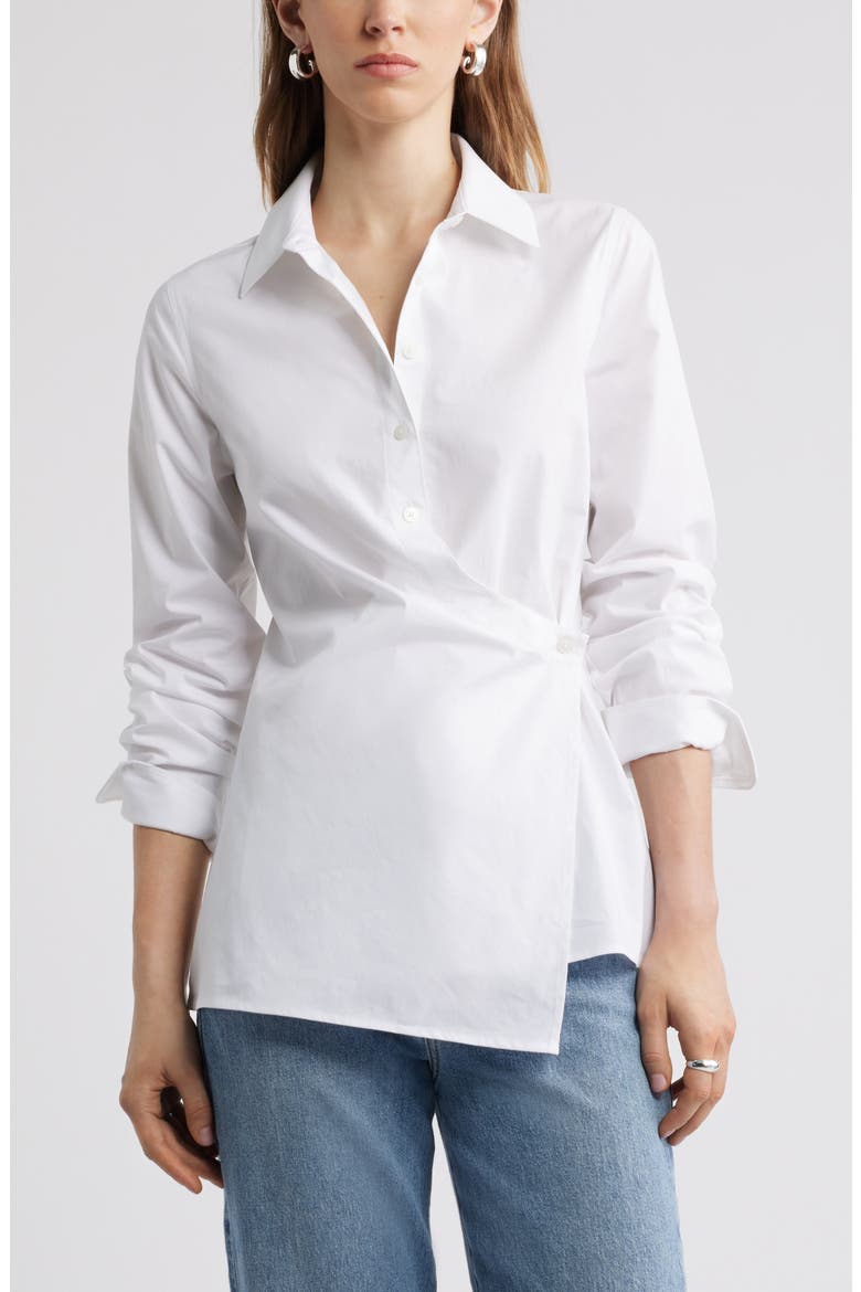Long Sleeve Wrap Button-Up Shirt